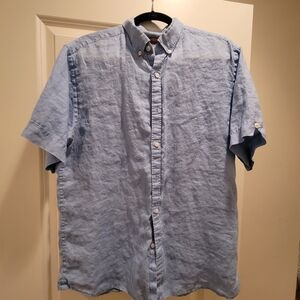 Perry Ellis Light Blue Men's Linen Shirt